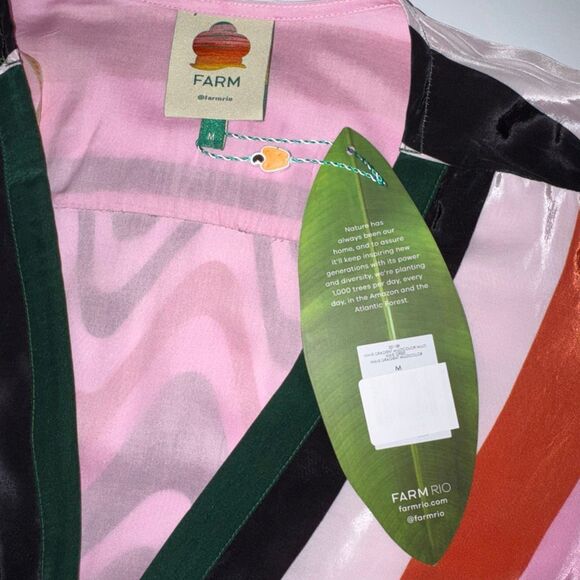 FARM Rio Wave Gradient Maxi Dress Long Sleeve Drawstring Waist Multicolor Size M - Picture 11 of 15